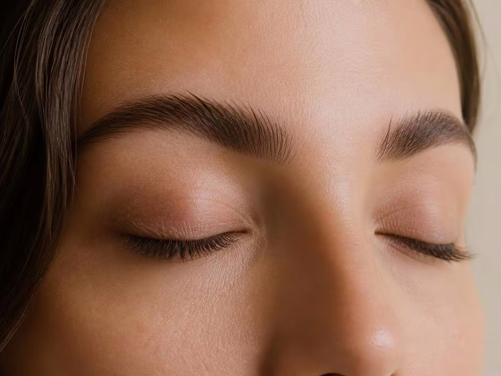 Olhos femininos serenos em close macro — blefaroplastia